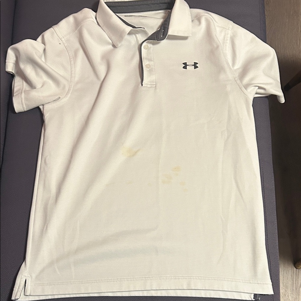 Under Armour White Polo with Contrasting Gray Trim